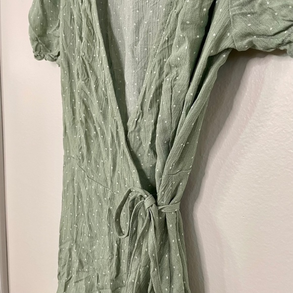 Revolve Mini Wrap Dress in Sage Polka Dot - Picture 11 of 15